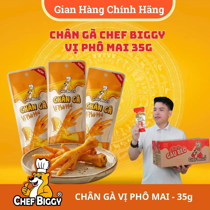 Chân Gà CHEF BIGGY Vị Phô Mai Loại 35 Gram Chân Gà Dai Giòn, Thấm Đều Gia Vị Đặc Biết Của CHEF BIGGY