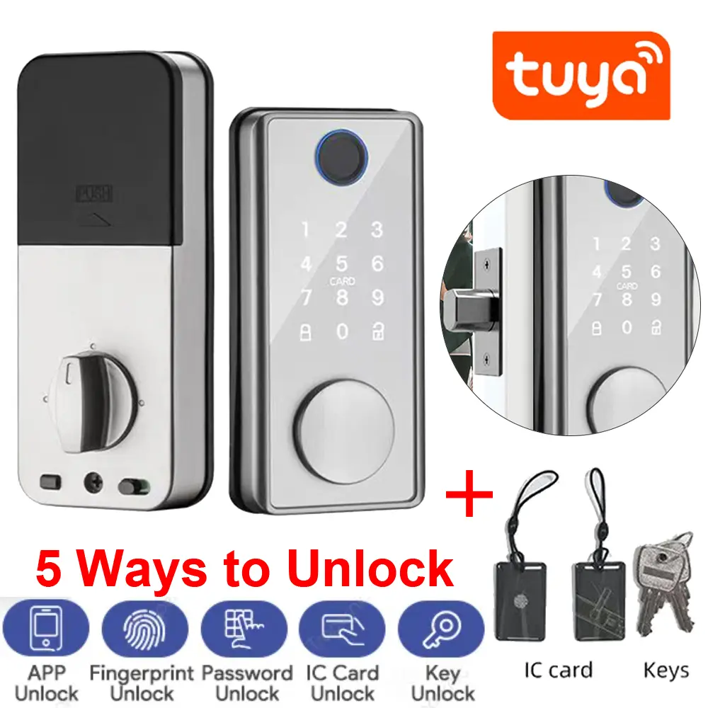 Smart Deadbolt Locks Digital Tuya Wifi App Fingerprint Keyless Entry