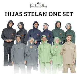 Hijas Jas Hujan Stelan One Set Atasan dan Celana untuk Pria Wanita Bahan PVC 100%