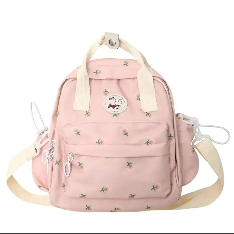 BISA COD - Tas Ransel Mini Perempuan Multifungsi Motif Bunga Tulip Bahan Canvas D300 / Tas Ransel Anak 2