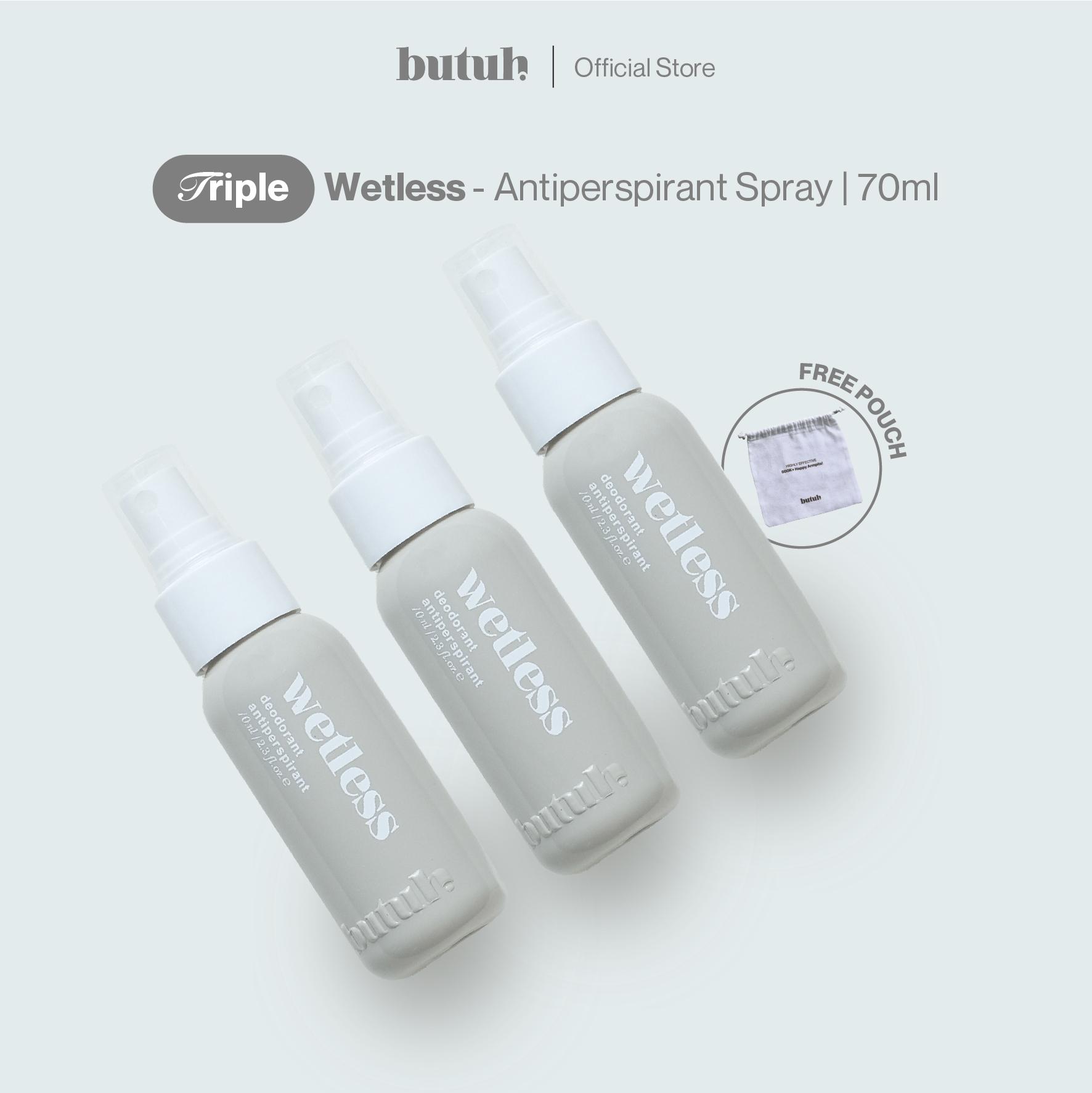 [Bundle 3 Pcs free Pouch] BUTUH Antiperspirant - Wetless - Antiperspirant Spray Ketiak