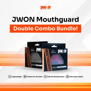 JWON Mouthguard 2 PCS Black & Red Bundle ! Pelindung Gigi Gusi Warna Hitam Merah Fleksibel Ringan Tahan Lama - Cocok Untuk Semua Gigi dan Pengguna Kawat Gigi - Karate Taekwondo