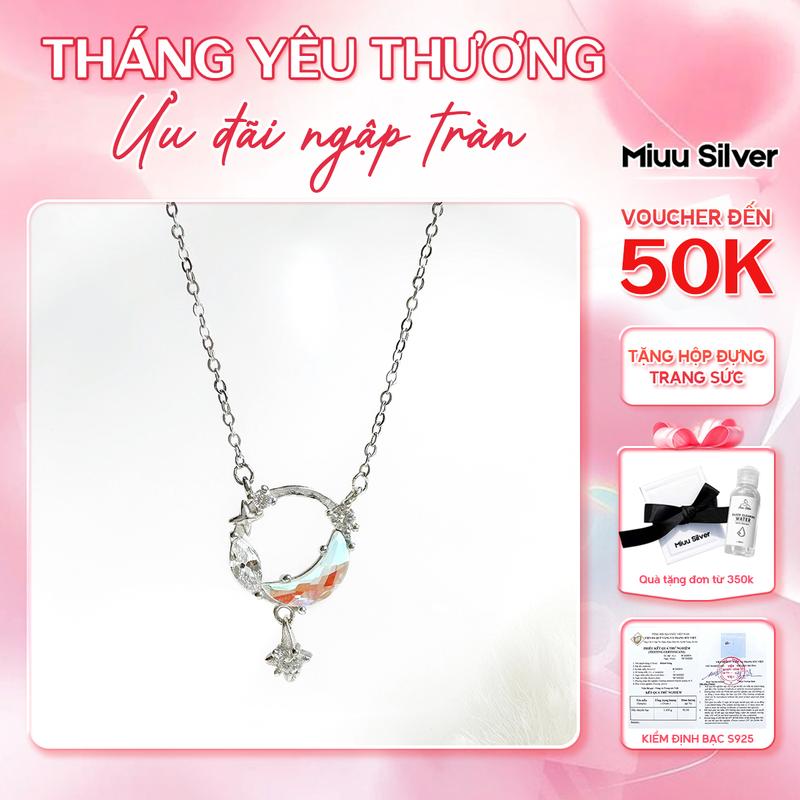 Dây chuyền nữ Miuu Silver, vòng cổ bạc đính đá mặt trăng Moonstars