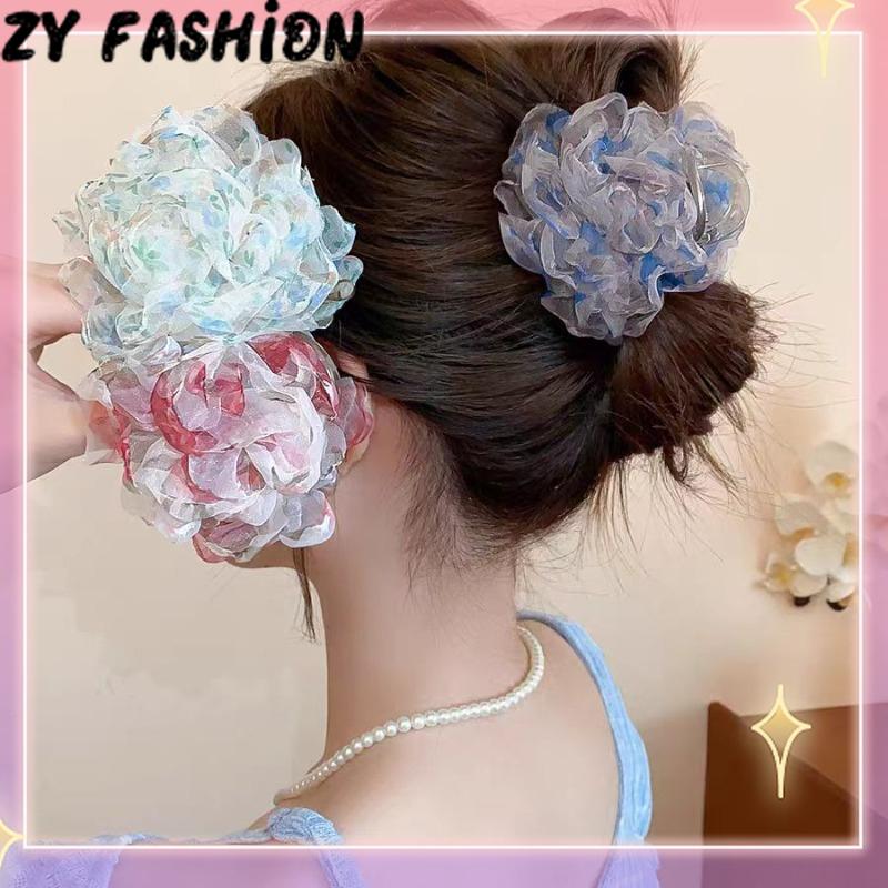 Kẹp Tóc Lưới Hoa, Phong Cách Hàn Quốc, Dành Cho Nữ, Kẹp Cá Mập Hoa Hồng Ngọt Ngào Thời Trang, Kẹp Tóc Sau Đầu, Thích Hợp Cho Bé Gái