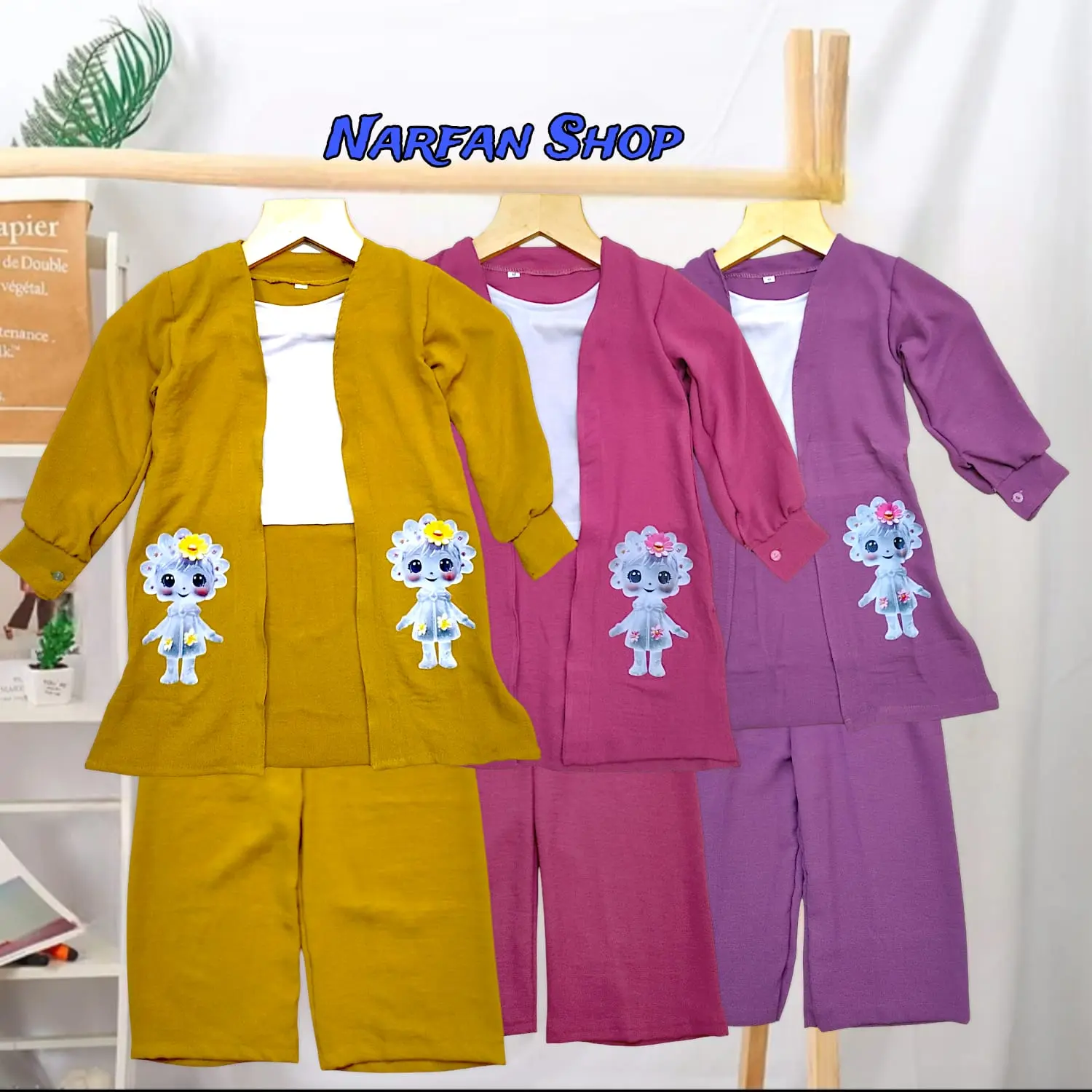 Setelan Anak Perempuan Bahan Cringcel Premium Model Outer Buat Usia 3-12 Tahun