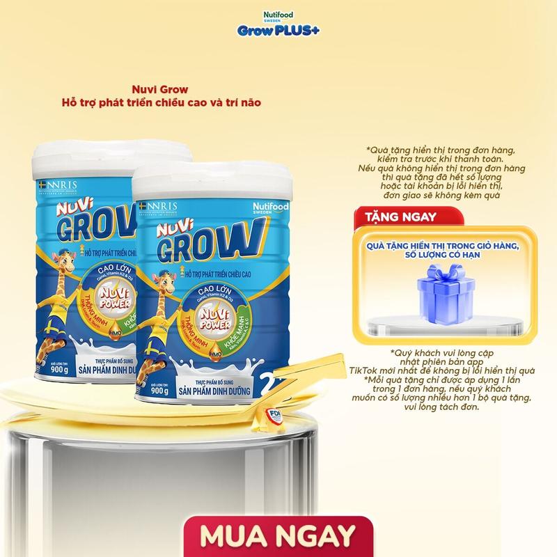 Combo 2 Sữa Bột Nuvi Grow - Phát triển chiều cao Trên 2 tuổi (Lon 900g)- Link chính