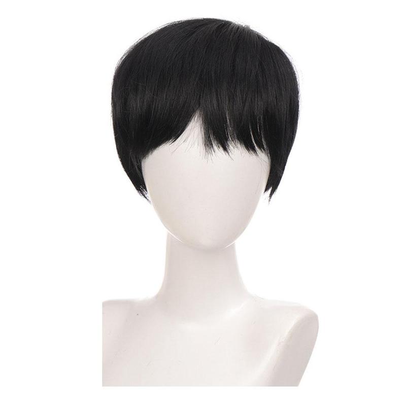 Product Introduction of Man's Wig Short Straight Black Synthetic Wigs With Bangs For Men Women Boy Fake Hair H4Z9 33