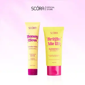 [Paket Bundling] Scora Honey Glow Tone Up Cream 30gr dan Sunscreen Scora - Krim Pencerah Wajah dengan Ekstrak Madu untuk Tampilan Alami dan Mudah Dibaurkan