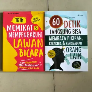 PAKET 2 BUKU PSIKOLOGI / TRIK MEMIKAT DAN MEMPENGARUHI LAWAN BICARA / 60 DETIK LANGSUNG BISA MEMBACA PIKIRAN KARAKTER KEPRIBADIAN ORANG LAIN / RISALAH DOA