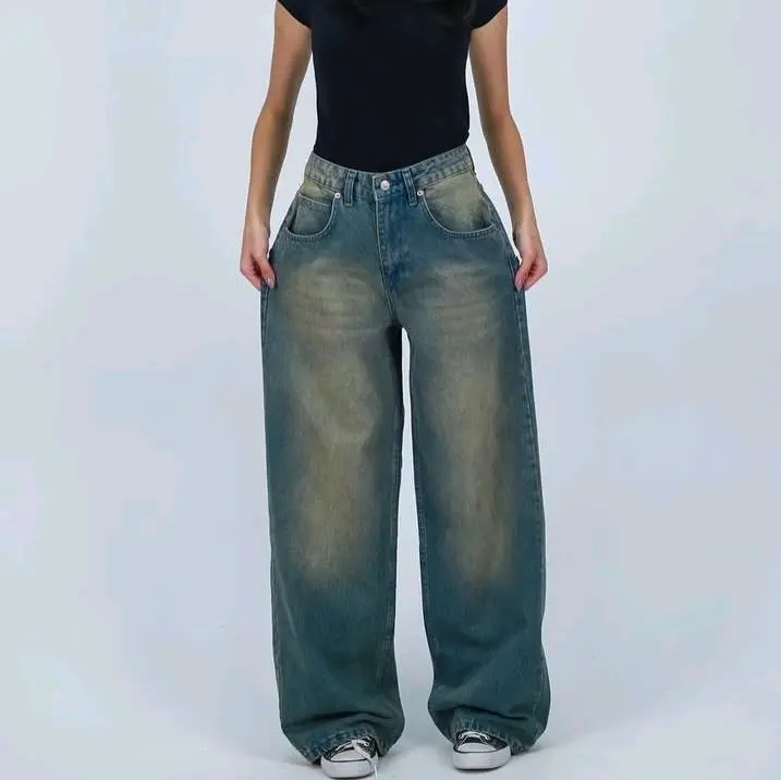 UNISEX - Highwaist Oversize Baggy Loose Weekend Jeans Retro Celana Panjang