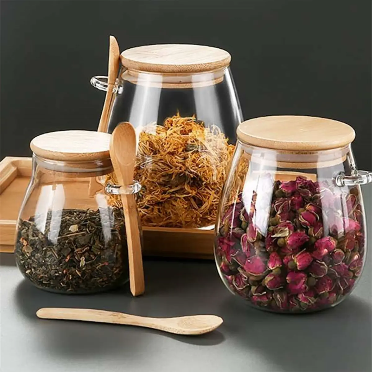 COD Toples Gula Kopi Toples Aesthetic Dapur Toples Kaca + Sendok