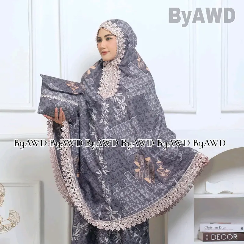 mukena dewasa 2in1 azhara printing _ viral _ mewah _printing _ kekinian _ mukena hantaran _ mukena lembut mukenamurah cantik daily ziper hitam Atasan Bawahan Motif Renda Muslim 6