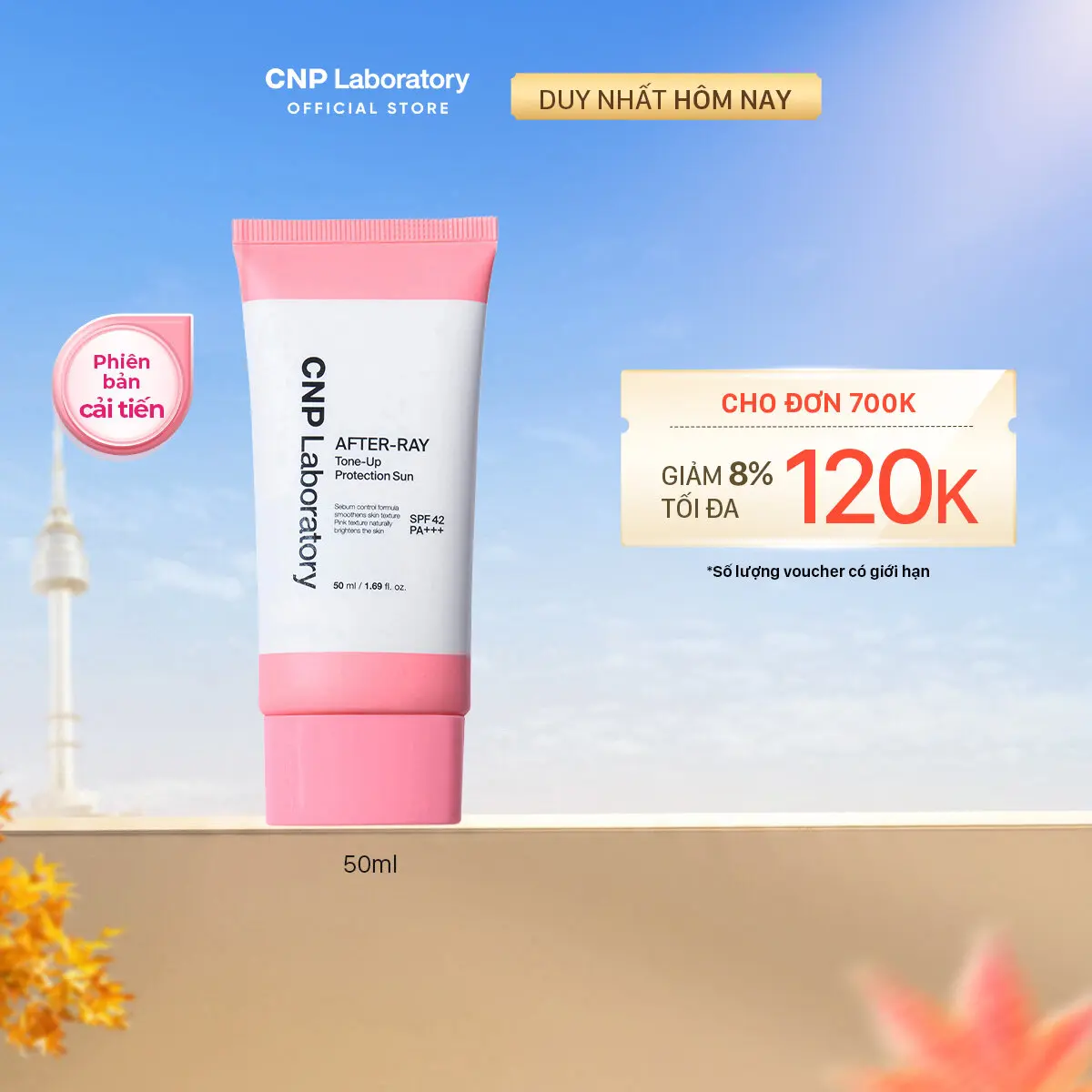 Kem chống nắng nâng tông kiềm dầu dành cho mọi loại da CNP Laboratory After ray Tone-Up Protection Sun SPF42/PA+++ 50ml