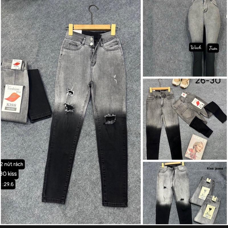 Quần jean nữ wash loang 2 màu từ 37 - 73kg Size 26 -> 36 vải co giãn Wach 32-36 Kiss jeans Ms 33