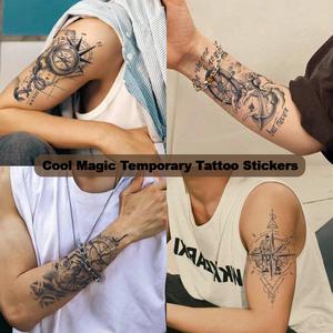 VIVIDTATS Anchor Rudder Clock temporary Tattoo Sticker for Men and Women, Waterproof Totem, Long-lasting Arm Flower, Non-reflective Compass