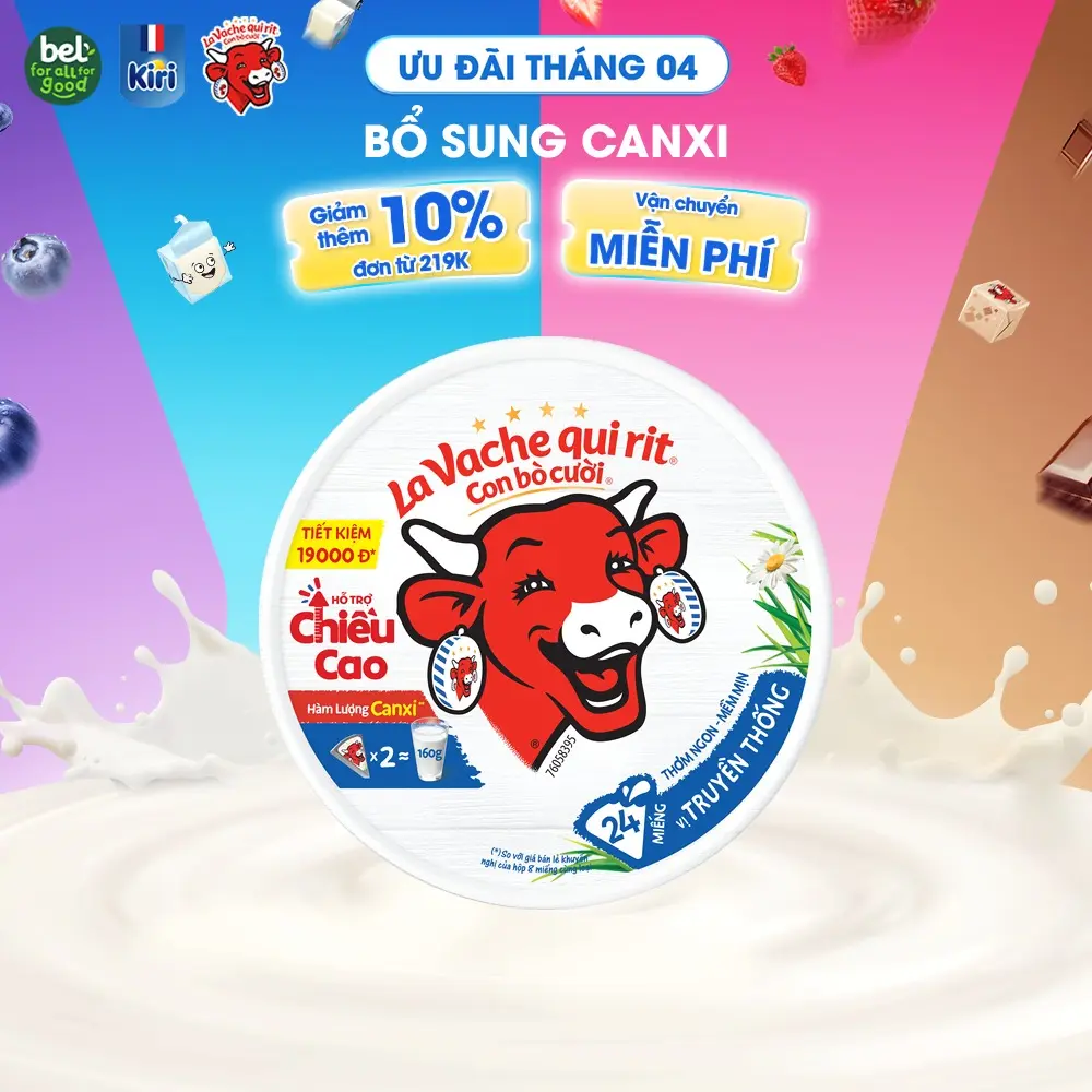 PHÔ MAI CON BÒ CƯỜI 24 MIẾNG (336G)- VỊ TRUYỀN THỐNG