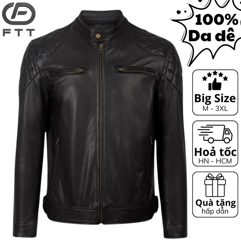  Áo khoác da dê nam Motor Jacket trám vai FTT Leather áo khoác nam da thật bền bỉ không bong tróc nổ AD308D 