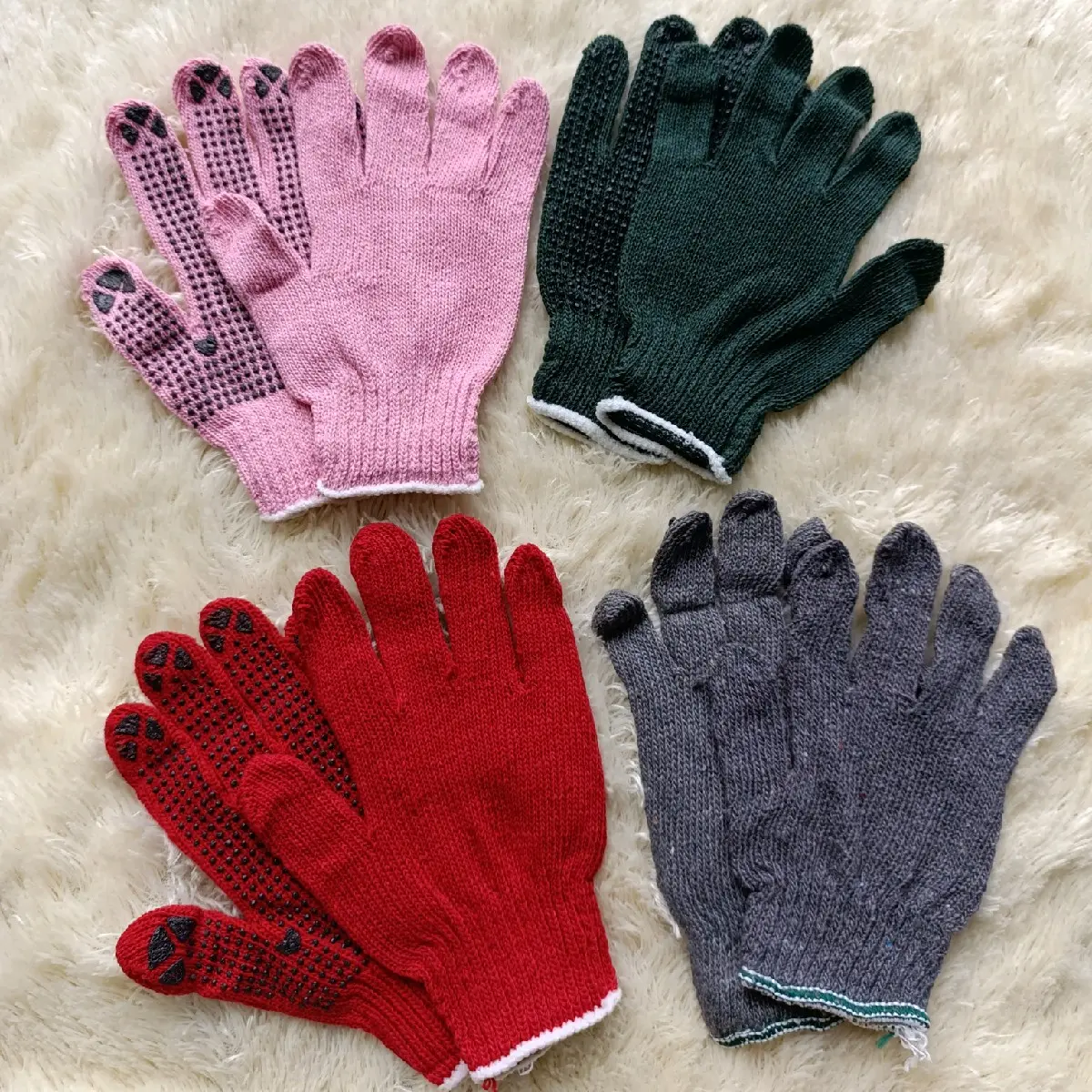 Sarung Tangan Benang PROYEK Bintik Hitam PVC Anti Slip Gloves