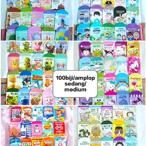 (isi 100)Amplop lebaran medium/isi 100pcs/glossy/motif viral tidak pasaran