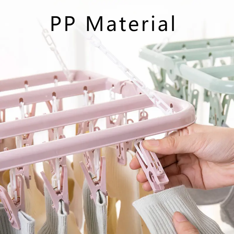 Móc Treo Máy Sấy Quần Áo Gấp Gọn, 32 Kẹp, Chống Gió, Cho Tất Và Đồ Lót, Giá Phơi Đồ, Thích Hợp Cho Đồ Gia Dụng, Cho Trẻ Em Và Người Lớn, Có Thể Được Sử Dụng Làm Giá Đựng Đồ Hoặc Giặt Là 5
