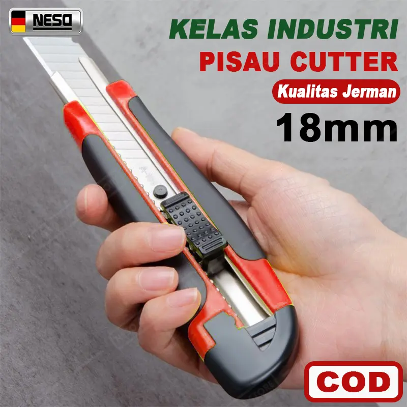 NESO Cutter Pisau Pemotong Kertas 18MM Knife Utility Auto Lock multifungsi penggaris kater tajam Pisau Cutter
