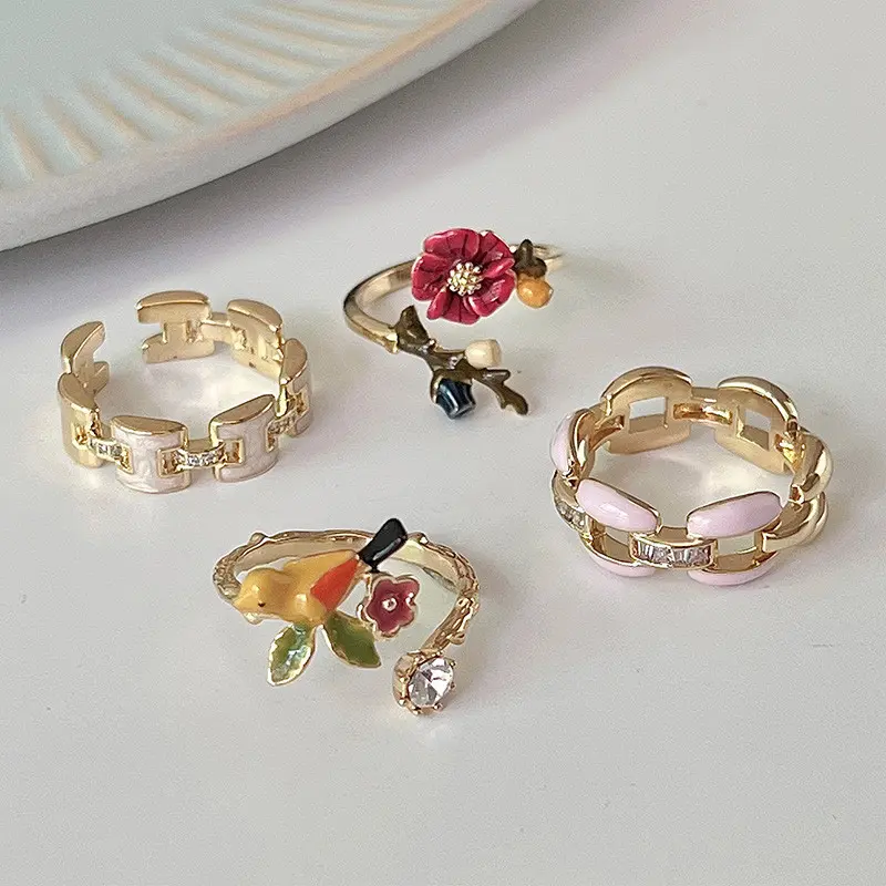 [Yybooklu]COD Personalized Chain Flower Bird Ring Good combination Temperament Versatile Ring Accessories 2