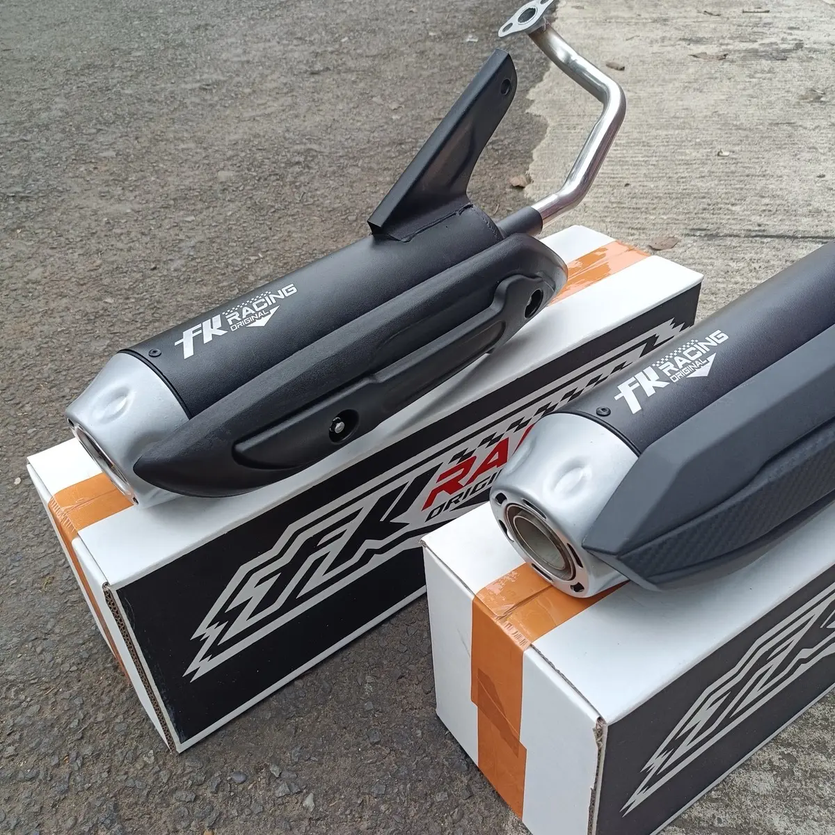 Knalpot Standar Racing Bass Adem Gerung FullSet Tameng End Muffler Full System Original FK RACING Nmax Aerox Pcx Vario Beat Mio Scoppy Xride Motorcycle Tabung Foto Tempat Baut Glass copy knalpot vario kzr arm knalpot  beat