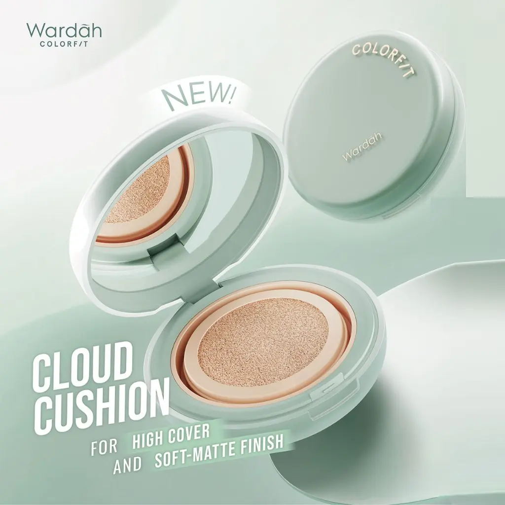 NEW! Wardah Colorfit 5D Blur Cloud Cushion Matte Finish Tahan Lama Hingga 18 Jam dengan SPF 50 PA+, Nano-Hyaluron, dan CICA |
