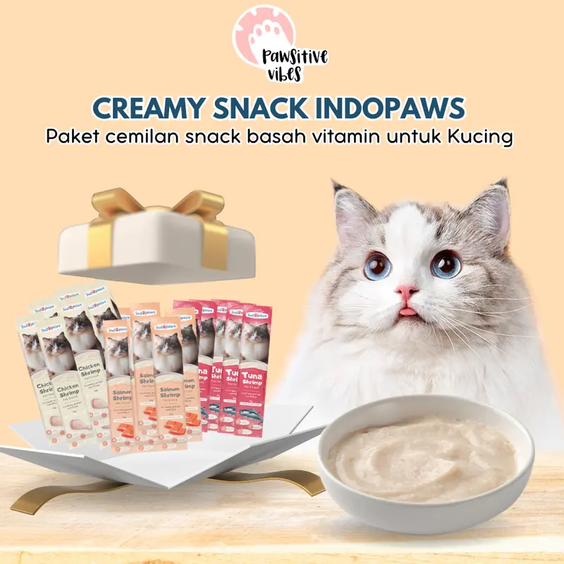 Pawsitive Vibes cat snack creamy isi 50pcs cemilan hewan makanan kucing sehat bergizi alami cat snack food 1