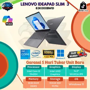LENOVO IDEAPAD SLIM 3 14 I5 13420H 8GB 512GB W11+OHS+M365B 14.0WUXGA IPS 2Y PREM+2ADP Laptop Intel Core i5-13420H 8GB DDR5 512GB SSD Windows 11 Garansi 2 Tahun