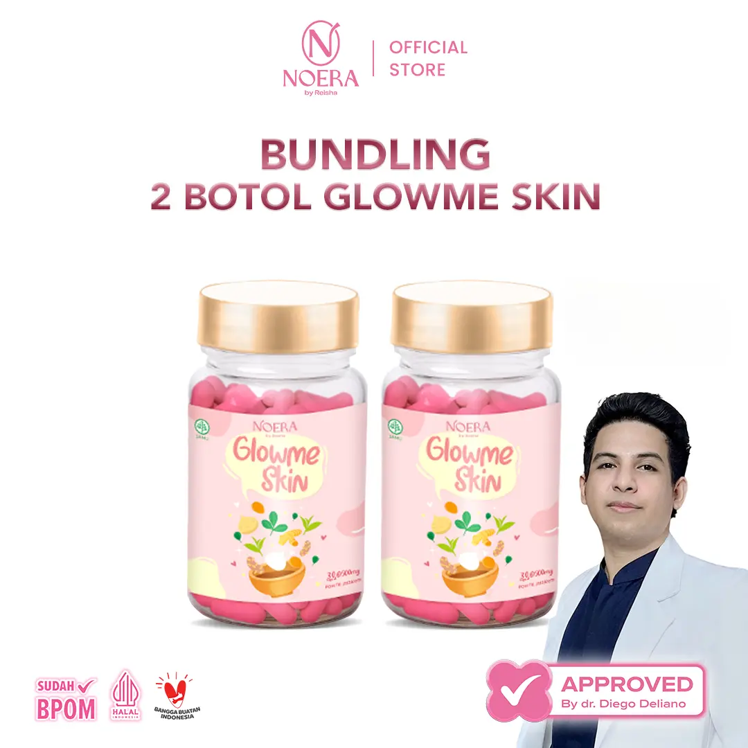Paket 2 Botol Noera Glow Me Skin Capsule | Suplemen Kecantikan Kulit | Paket Whitening Acne | Semua Jenis Kulit
