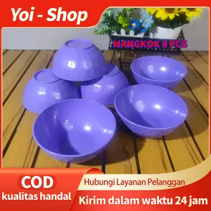 Yoi - Mangkok Makan Plastik Bulat Small 6PCS / Diameter 14 cm mangkok  wizzmie Hijau Pink Ungu Wadah Set mangkok  es