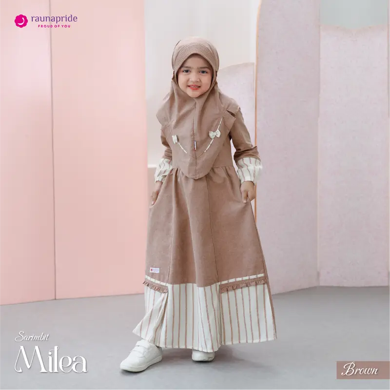 Rauna Pride Baju Keluarga Muslim Sarimbit Milea Brown Rauna Collection Set Gamis Koko Muslim Baju Couple Keluarga Muslim Setelan Keluarga Lebaran 5
