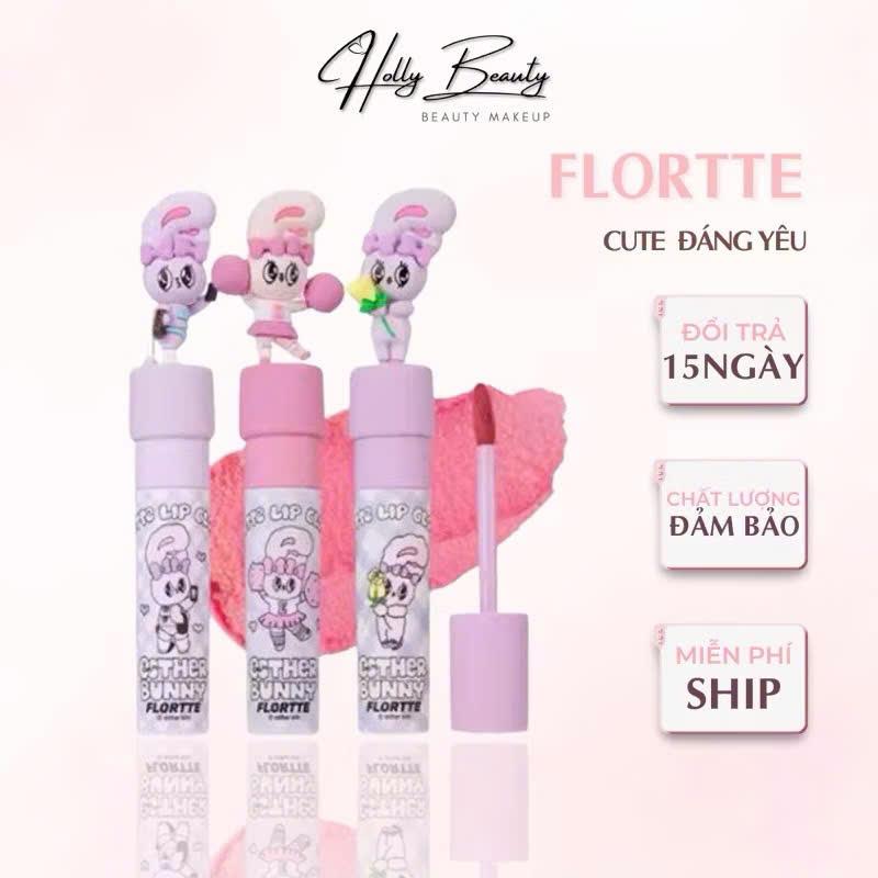  Son Kem Bùn FLORTTE Esther Bunny Son Thỏ Mới Nhà  FLORTTE Không Dính Cốc. Son Kem Bùn Mỏng Mịn Như Bơ Không Khô Môi Holly Beauty 