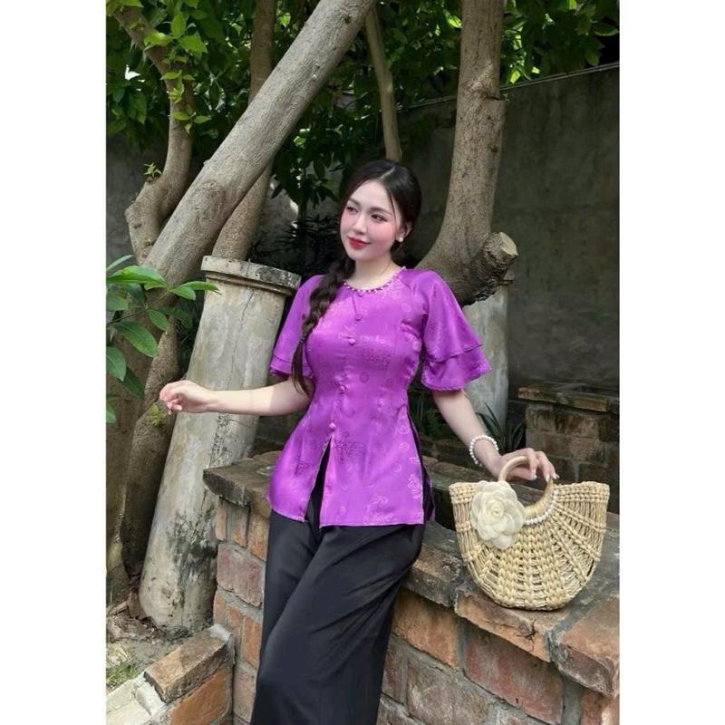   Bigsize 60 - 90kg  Bộ Bà Ba Đi Chùa Bigsize Áo Tay Ngắn Quần Suông Dài 