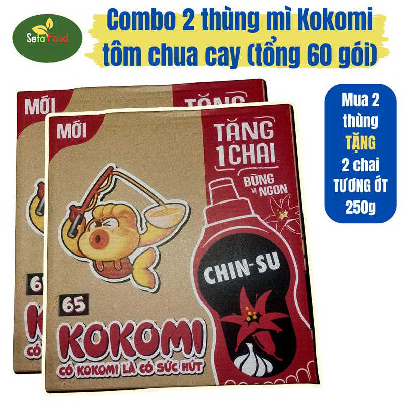 [GÓI 65G] Combo 2 thùng mì Kokomi vị tôm chua cay - tổng 60 gói x 65gram Miến Vị Chua Food Mì gói tặng 2 chai tương ớt chinsu 250g - Tết