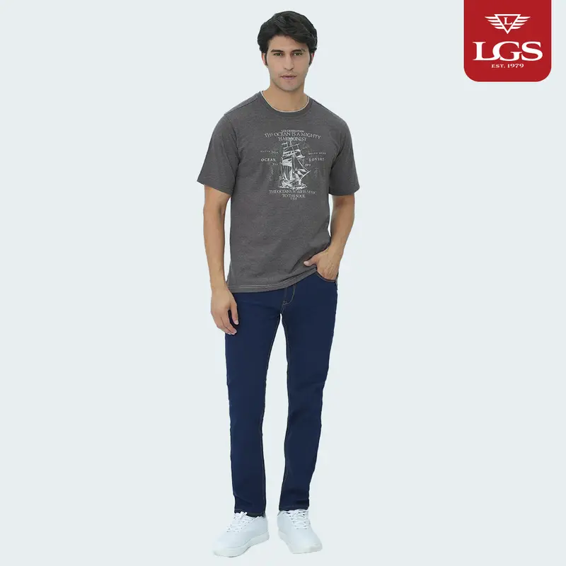 LGS - Vintage Collection - Kaos Katun Pria Casual - Sablon HD - Roundneck - Regular Fit - Wana Abu Tua - CTS.222.S3429.01.C 3