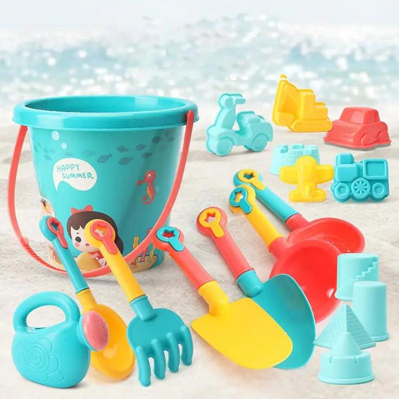 Product Introduction of 18Pcs/Set Travel Beach Toys Kids Beach Toys Set With Sand Rake Watering Can Bucket Shovels Rakes Models Play Tools 26