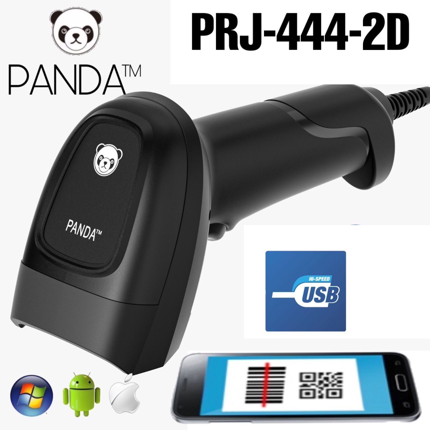 Panda PRJ-444 2D Barcode Scanner Wired - Pemindaian Cepat dan Akurat