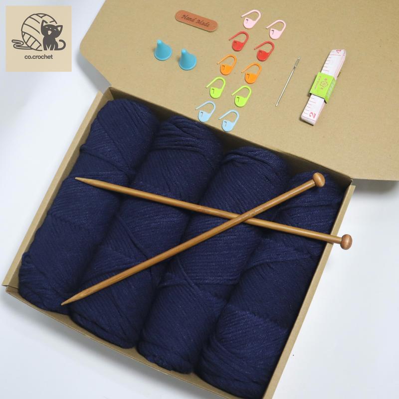 Bộ nguyên liệu đan móc khăn quàng cổ với len Ống (Cotton Love) loại tốt