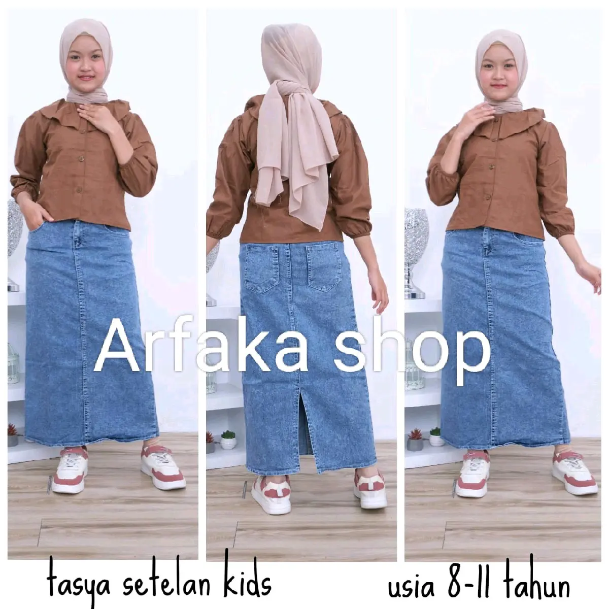 Setelan Anak Blouse Linen dan Rok Jeans Wash Theana - Pilihan Tepat untuk Anak Perempuan yang Tampil Cantik dan Nyaman Fashion