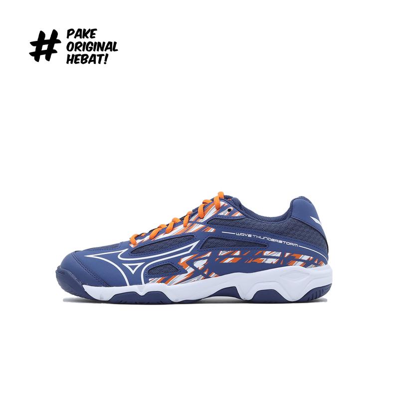 Mizuno Sepatu Voli Wave Thunderstorm - Dark Denim/White/Scarlet Ibis 0