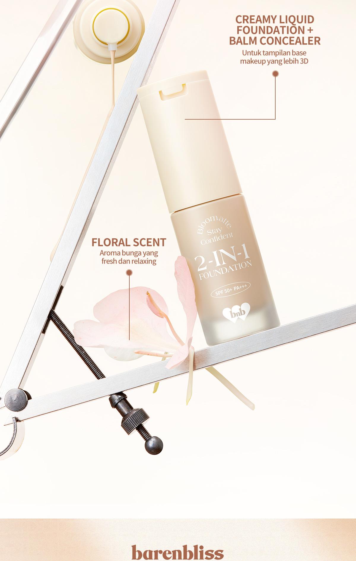 BNB barenbliss Bloomatte Stay Confident 2-in-1 Foundation | Foundation & Concealer, Tahan Lama 16 Jam, Waterproof & Sweatproof, Natural-Matte Finish, SPF 50 PA+++ BNB barenbliss Bloomatte Stay Confident 2-in-1 Foundation | Foundation & Concealer, Tahan Lama 16 Jam, Waterproof & Sweatproof, Natural-Matte Finish, SPF 50 PA+++