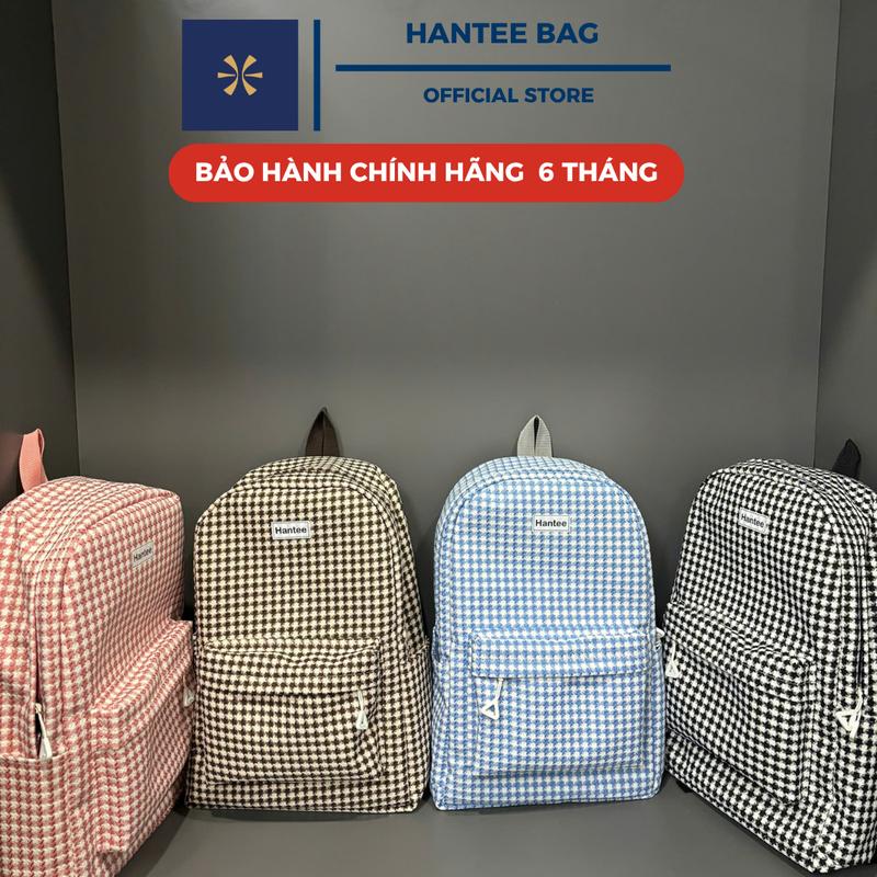 [Hantee Bag] Balo Vải Canvas Caro Kẻ Sọc Basic Thời Trang Cao Cấp Nam Nữ Nhiều Màu BL033