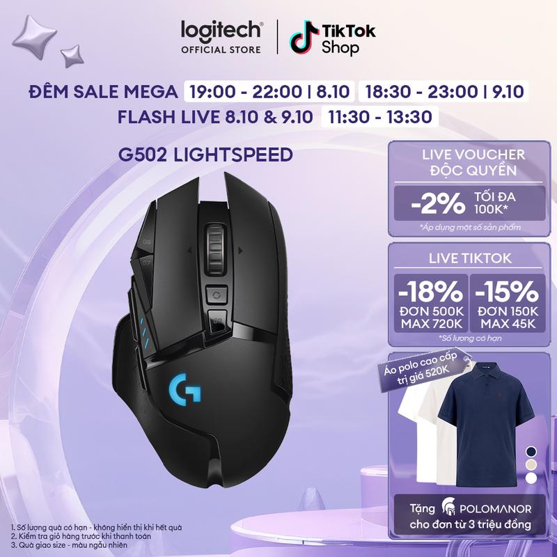 Chuột game không dây Lightspeed Logitech G502 wireless - RGB 11 nút lập trình, tùy chỉnh trọng lượng chuot  cong