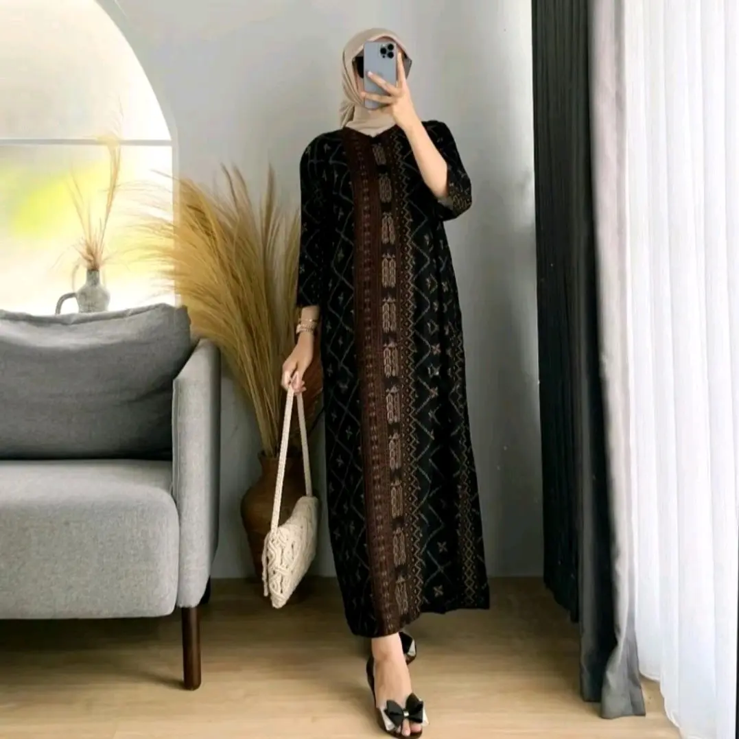 Daster lengan 3/4 busui dres wanita-daster wanita bahan rayon premium-daster model baru- daster motif kekinian-daster busui sleting depan -Motif cantik Panjang Bumil