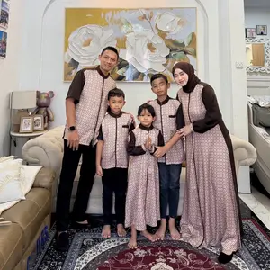 AVR Nazwaa Set Couple Bahan Printing X Sabrina Non Payet Keluarga Motif Busui Friendly Muslim