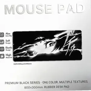 Mouse Pad Besar Anti-Slip Desk Mat Minimalist Black and White Anime E-Sports Gaming MousePad Aesthetic XL 80x30cm Thickened Stitched Edge Mat.4 | best seller