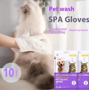 Tisu Basah Anjing Kucing Tisu Basah Sarung Tangan Hewan - Hypoallergenic Pet Cleaning Gloves