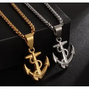 ￼KALUNG RANTAI TITANIUM PRIA LIONTIN JANGKAR TERBARU VIRAL ANTI KARAT TIDAK LUNTUR